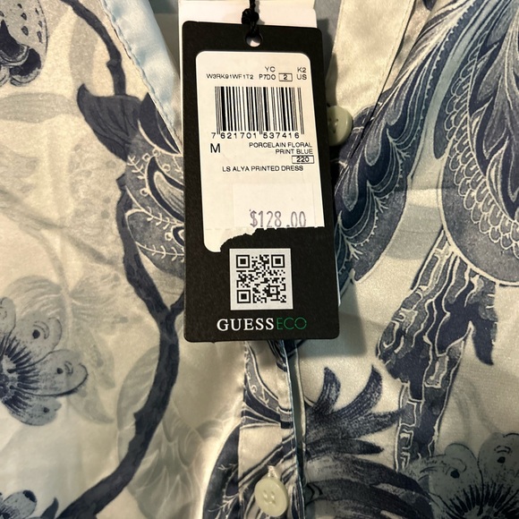 NWT GUESS Blue floral wrap around dress - Picture 2 of 2